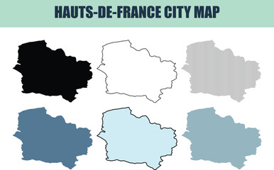 Fototapeta premium Hauts-de-France region map outlines in various styles on white background graphic design