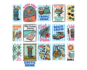 Beach club. Endless summer artwork. Tropical vintage design for t shirt print. Tiki island paradise. Summer vibes graphic. © rahel lila