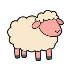 Obraz premium Cute cartoon Sheep illustration in simple flat style with clean outlines isolated on light background.