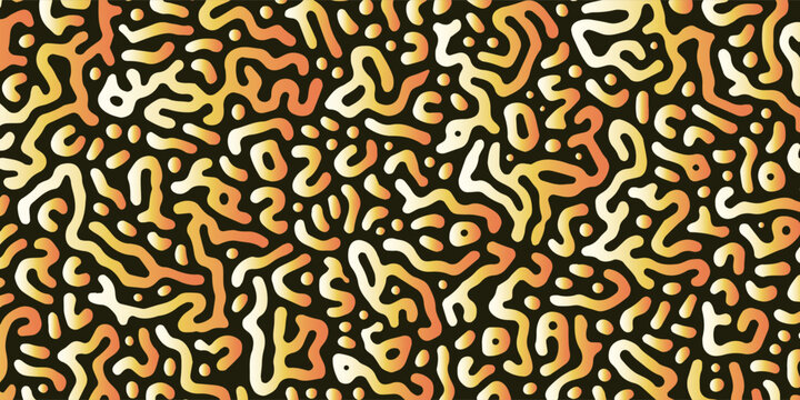 Abstract vector illustration features a complex organic maze with vibrant orange accents, reminiscent of biological structures, offering a creative and modern decor element