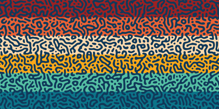 Abstract colorful background vector. 70s retro vintage style creative cover with colorful doodle texture, 1970 color palette. Trippy illustration design for decorative, wall art, poster, banner.