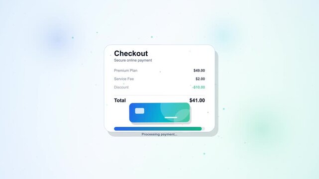 Online payment checkout process animation with transaction confirmation
