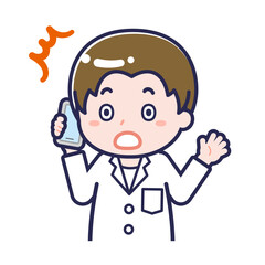 Obraz premium スマートフォンを使う「薬剤師」の男性