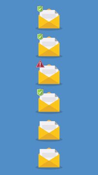 Email Security and Spam Filtering System with Warning Alerts and Protection Shields Animation	
