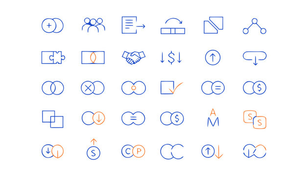 Acquisition Line Icons Set