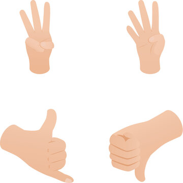Human hands making different gesture signs for counting and communication