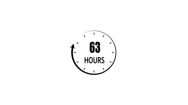 63 hours countdown timer animation, minimalist circular loading for business deadlines and time management projects