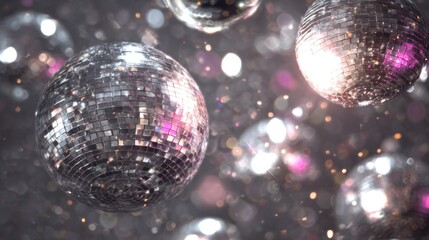 Obraz premium Glittering disco balls floating overhead