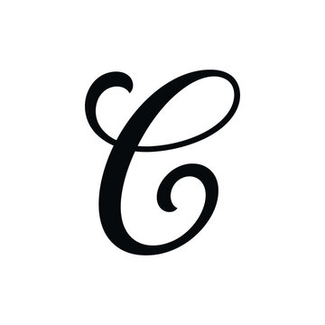 Elegant Black C Letter in a Stylish Calligraphic Font.