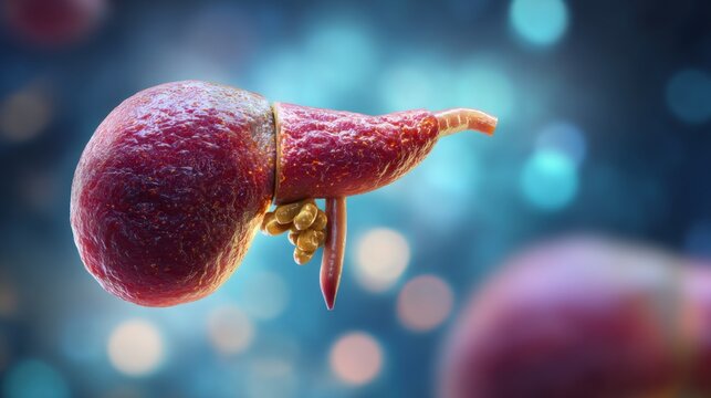 Medical illustration of human gallbladder