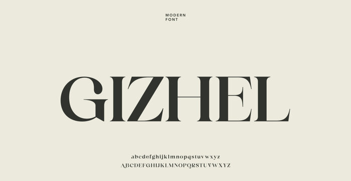 Logo design with the word GIZHEL in large black letters on a beige background
