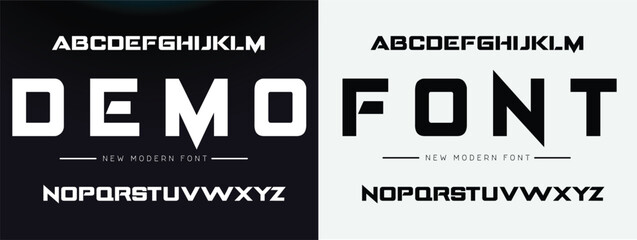 Modern Bold Font and Number. Typography urban style alphabet fonts for fashion, sport, technology, digital, movie, logo design, vector illustration © Geniusa