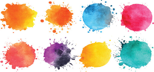 Set of watercolor circles brash Colorful abstract watercolor splash collection isolated on white background © BLACK MAN