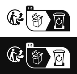 Naklejka premium The French Triman logo. Recyclage déchets picto produits info tri poubelle verre. Triman sign, Triman recycling icon. sign of recycling of poly-bags in France. Triman Logo