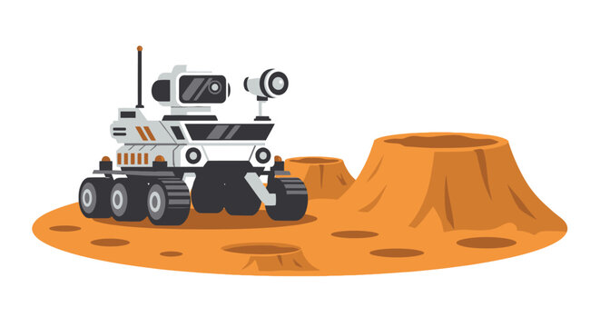 Rover exploration on mars surface illustration space exploration technology