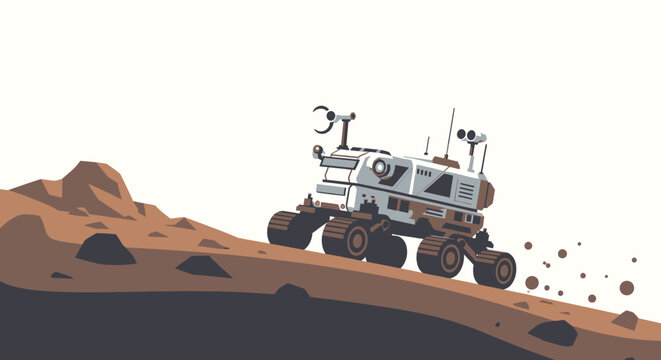 Rover exploration on mars surface illustration of a scientific mission