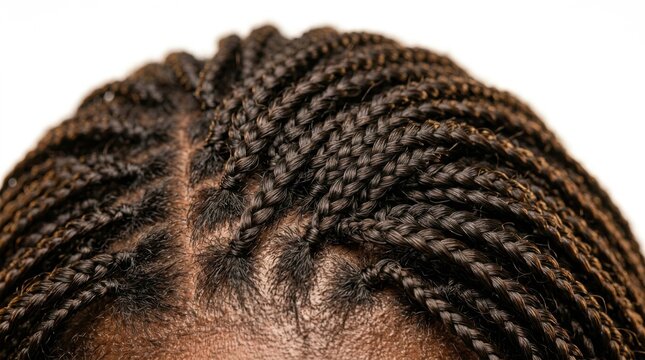 Close-Up of Box Braids Hairstyle on Black Woman