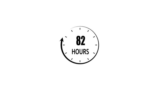 82 hours countdown timer animation, minimalist rotating clock for deadlines and time-sensitive projects