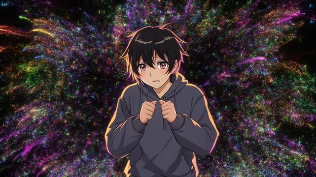 ギャル系蛍光レインボーグリッター背景