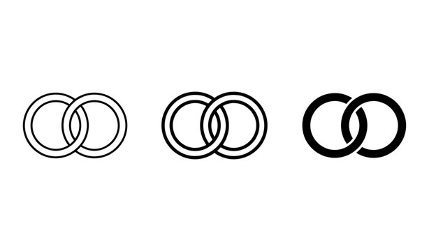 Interlocking Rings Icons, Linked Circles Symbols, Connected Loops Graphics, Unity and Partnership Vector Art