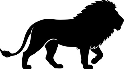 Lion Silhouette Illustration Featuring Walking Wild Cat Design for Safari, Wildlife and Nature Graphic Projects © MSTMONIRA