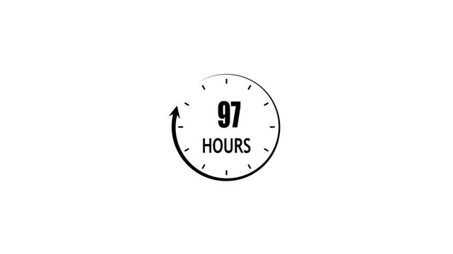 97 hours countdown timer animation, minimalist clock for time-sensitive offers and deadlines