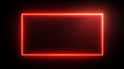 Fototapeta premium Glowing red Neon Rectangle Frame on Dark Background, Futuristic Cyber Display Template