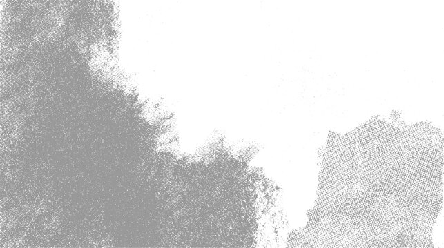 Grey and white abstract halftone texture with scattered dots and irregular shapes