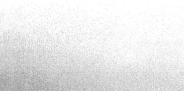 Gradual transition from scattered grey dots to dense grey grid pattern on white background texture