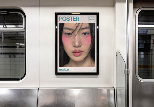 Framed Poster Mockup &ndash; Train Branding Presentation (PSD)