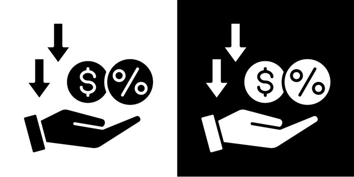 Low-Interest Loan Icon Set White Glyph Style Collection