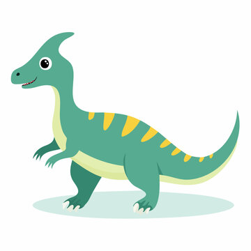 Cute cartoon Parasaurolophus dinosaur