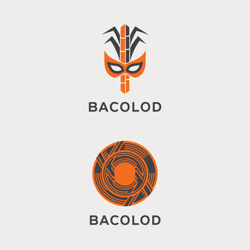 Creative Abstract Bacolod Logo Design with Mask and Pattern.