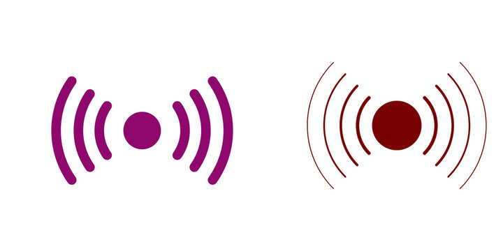 Sound wave and radar detection icons isolated on transparent background