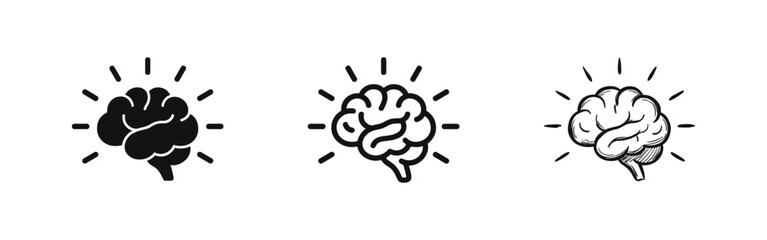 Brain Idea Intelligence and Creativity Icon Set © drawing lines