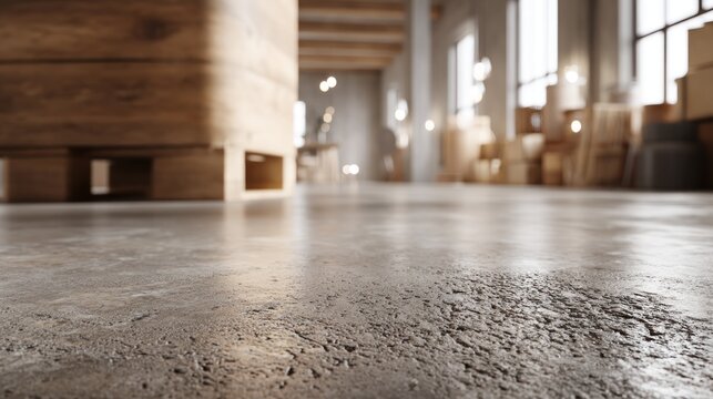 Warehouse floor and pallet 3 d render