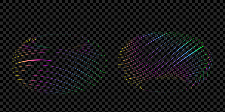 3d rainbow wireframe torus shapes on checkerboard background