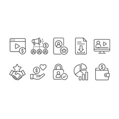 Fototapeta premium Business Management Teamwork and Corporate Services Line Icons