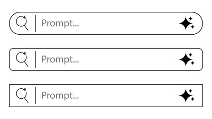 ai prompt search bars. ai prompt generation search bar user interface elements with magic spark icon © Sabbir