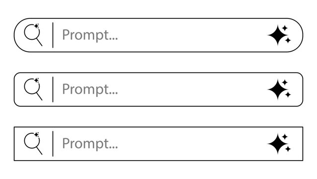 ai prompt search bars. ai prompt generation search bar user interface elements with magic spark icon