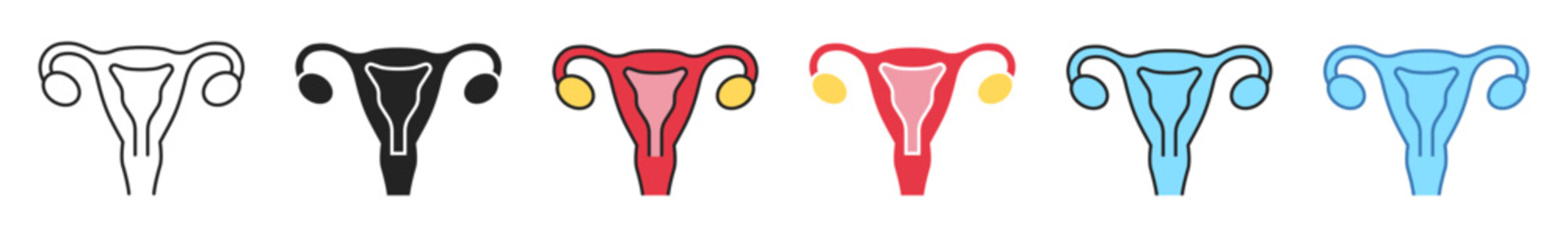uterus anatomy medical icons. female reproductive organ icon set for medical anatomy and gynecology health concept