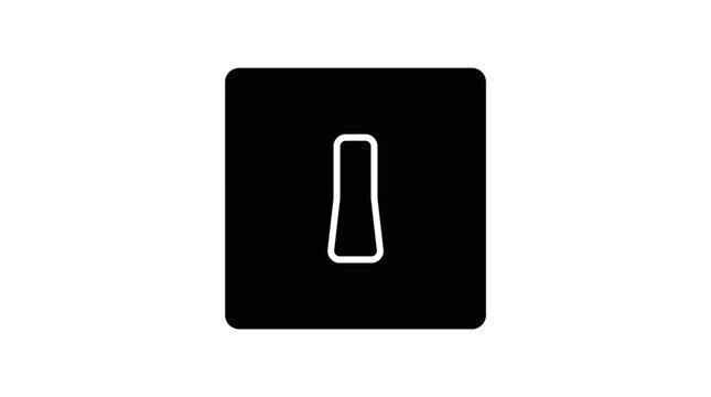 Minimalist Icon of a Power Switch in a Black Square.