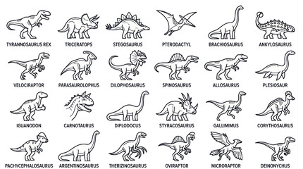 Dinosaur Collection: Various Dinosaurs in Hand-Drawn Style © jono
