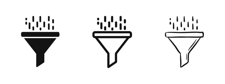 Data Filtering and Marketing Sales Funnel Process Icon