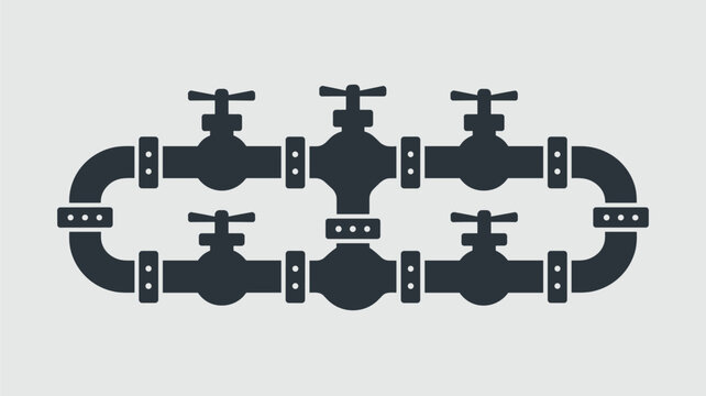 Industrial plumbing system pipeline with six manual gate valves connected in a closed parallel loop configuration on a neutral light grey background in a flat design style.