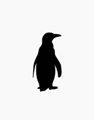 Obraz premium Black silhouette of a penguin standing in profile 