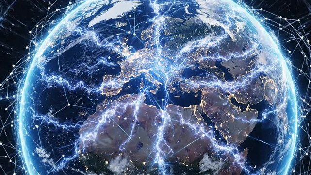 Global Network Connections - Earths Digital Web of Communication.