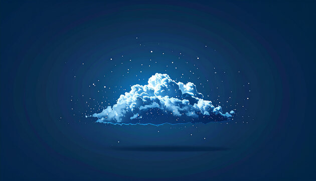 Beautiful fluffy white cloud in the night sky with stars
