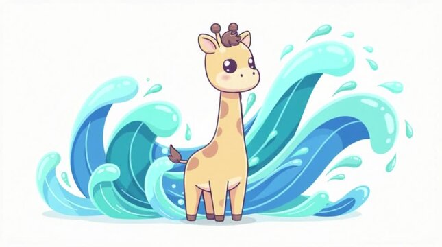 A cute otter swimming in splashing blue water.