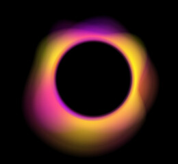 Naklejka premium Flowing neon curves create spiral circular energy. Bright gradient light enhances motion effect. Clean abstract digital background design PNG.